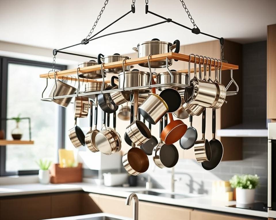 Come organizzare le pentole con supporti sospesi